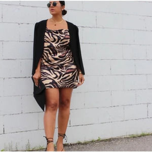 Zara Tiger Animal Print Satin Mini Slip Dress - Blogger Fave